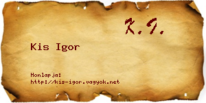Kis Igor névjegykártya